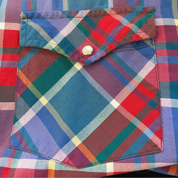 Vintage Pendleton Red & Blue Plaid Pearl Snap Western Shirt Men's Size Large - Picture 8 of 10